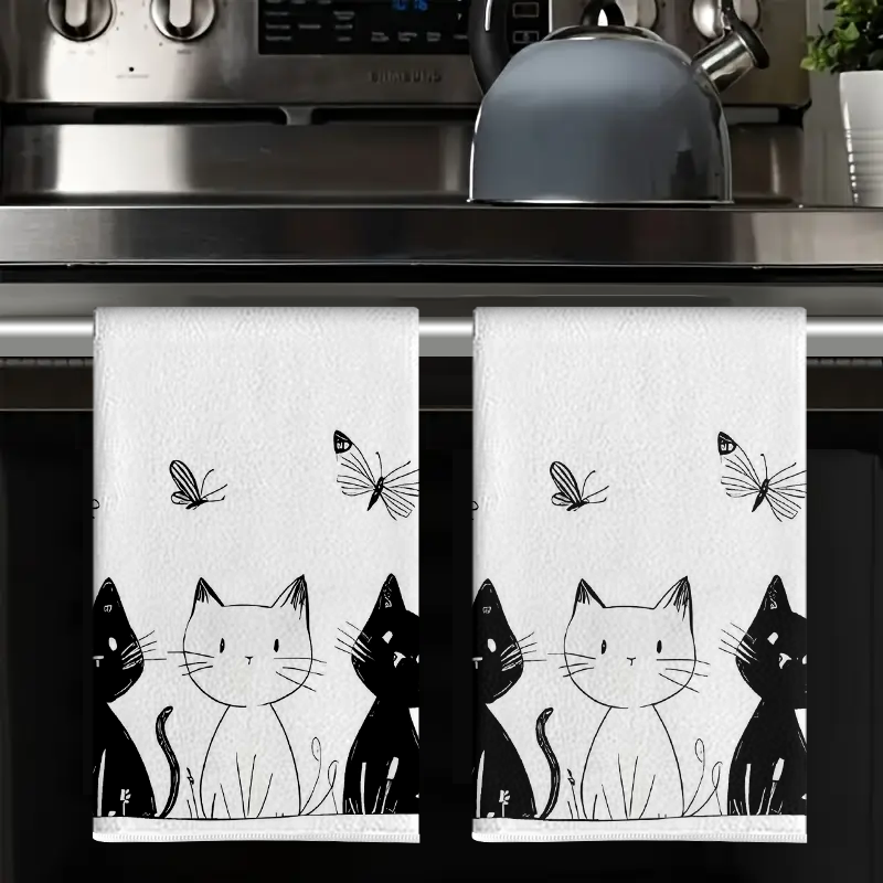 Home Cooking For Cats - Lot de 2 serviettes de cuisine