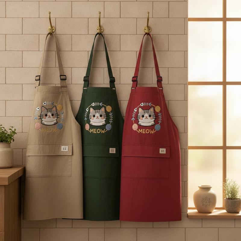 Home Cooking For Cats - Tablier de cuisine à motifs de