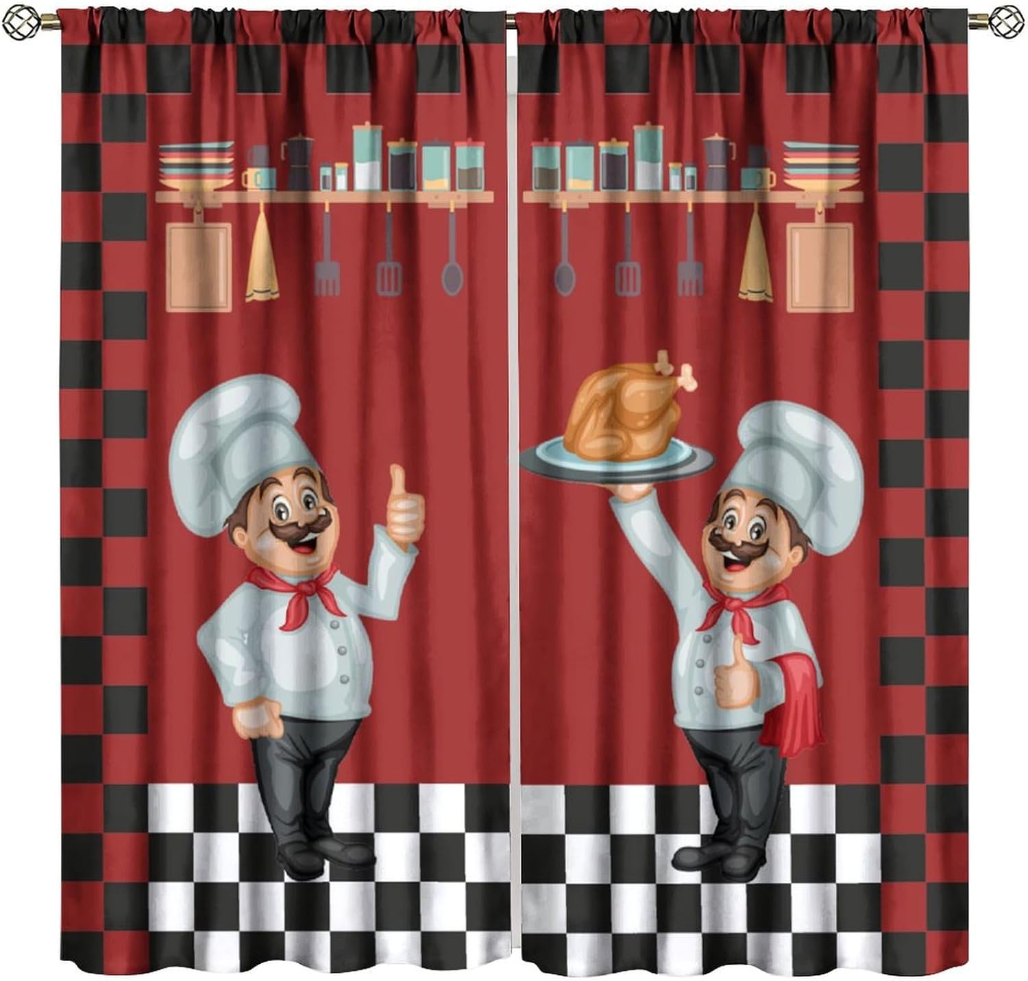 Home Cooking Youtube - Rideaux de cuisine de Chef, rideaux