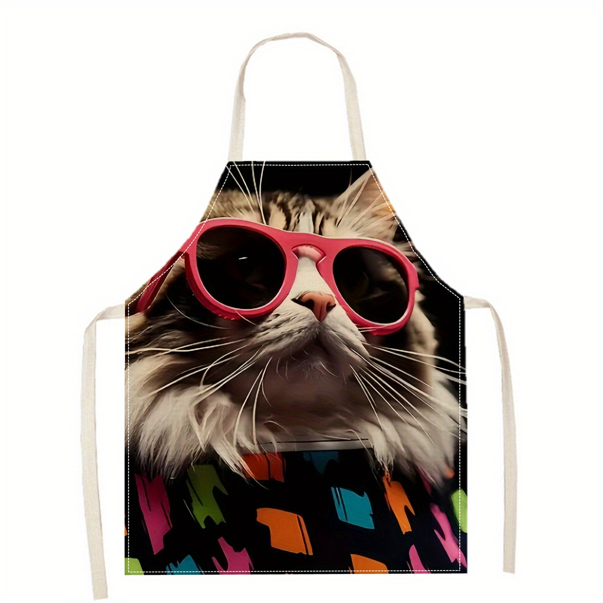Home Cooking For Cats - Tablier en lin amusant avec imprimé