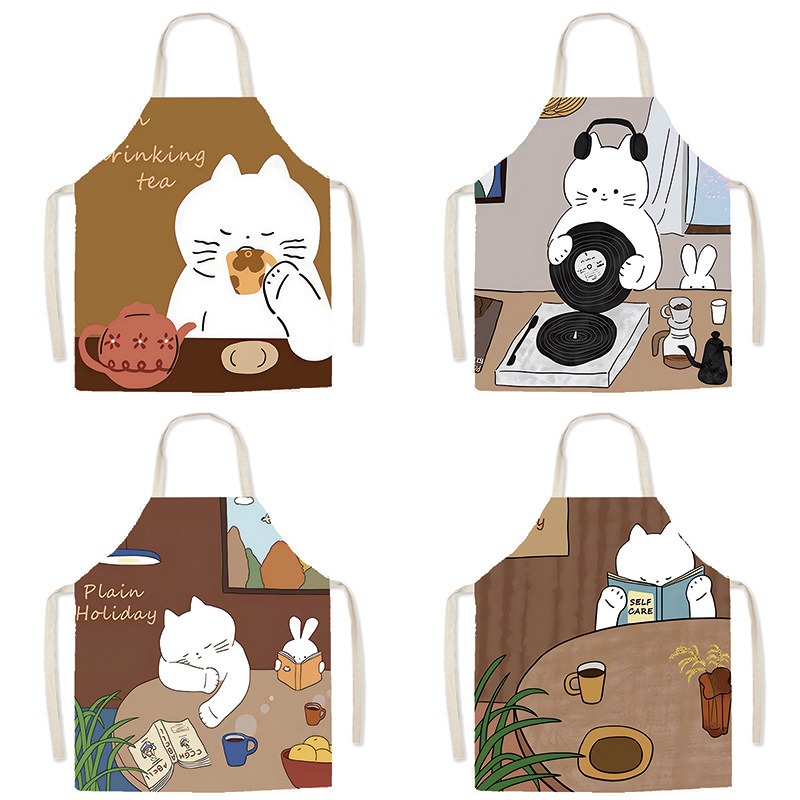 Tablier imprimé chat blanc mig - Home Cooking For Cats avis et prix