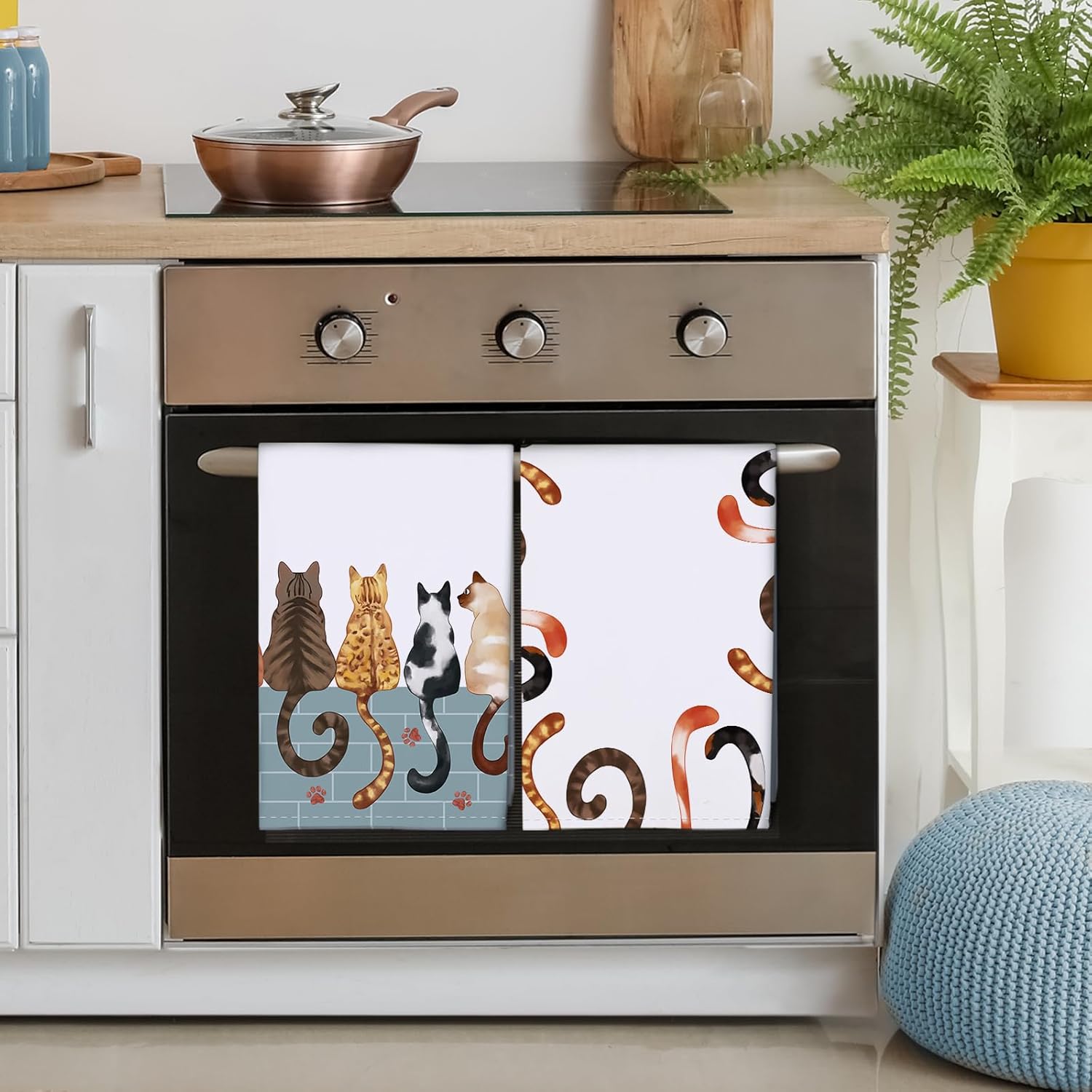 Lot de 4 torchons de cuisine à - Home Cooking For Cats avis et prix